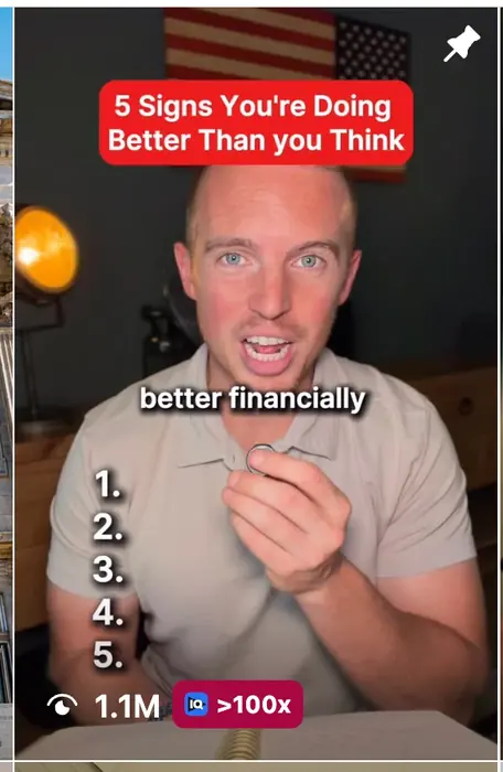 Joe Hardy Instagram reel, 5 signs you're doing better than you think, 1.1 million views