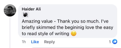 screenshot of a real client or community message about First Million Views