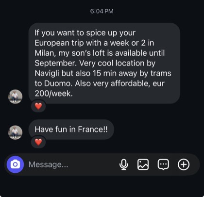 screenshot of a real client or community message about First Million Views