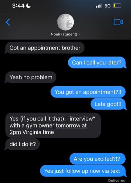 screenshot of a real client or community message about First Million Views