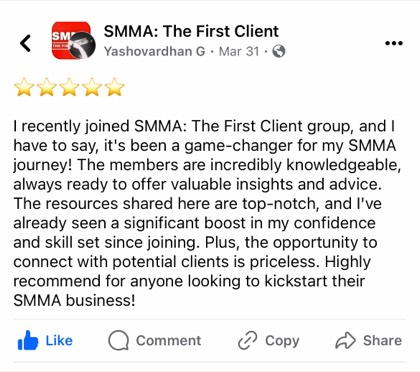 screenshot of a real client or community message about First Million Views