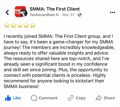 screenshot of a real client message about First Million Views