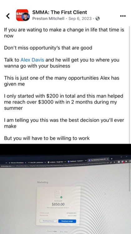 screenshot of a real client or community message about First Million Views