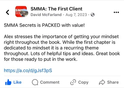 screenshot of a real client message about First Million Views